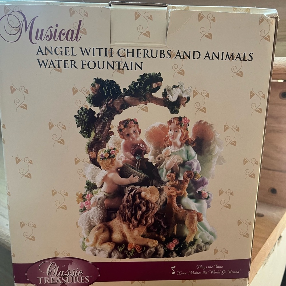 Musical Angel with Cherubs and Animals Water Fountain